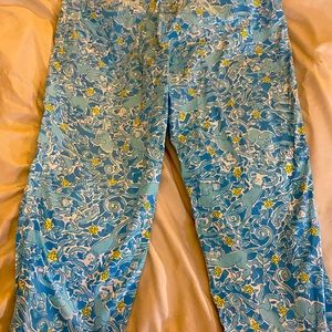 Lilly Pulitzer Blue Kiss the Cook Monkey Chef Capri Pants